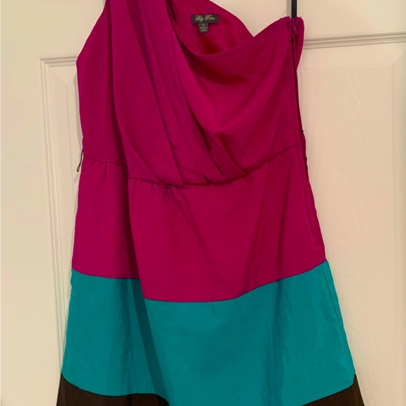 Lily Rose Color 3 block One Shoulder Dress - Picture 2 of 5